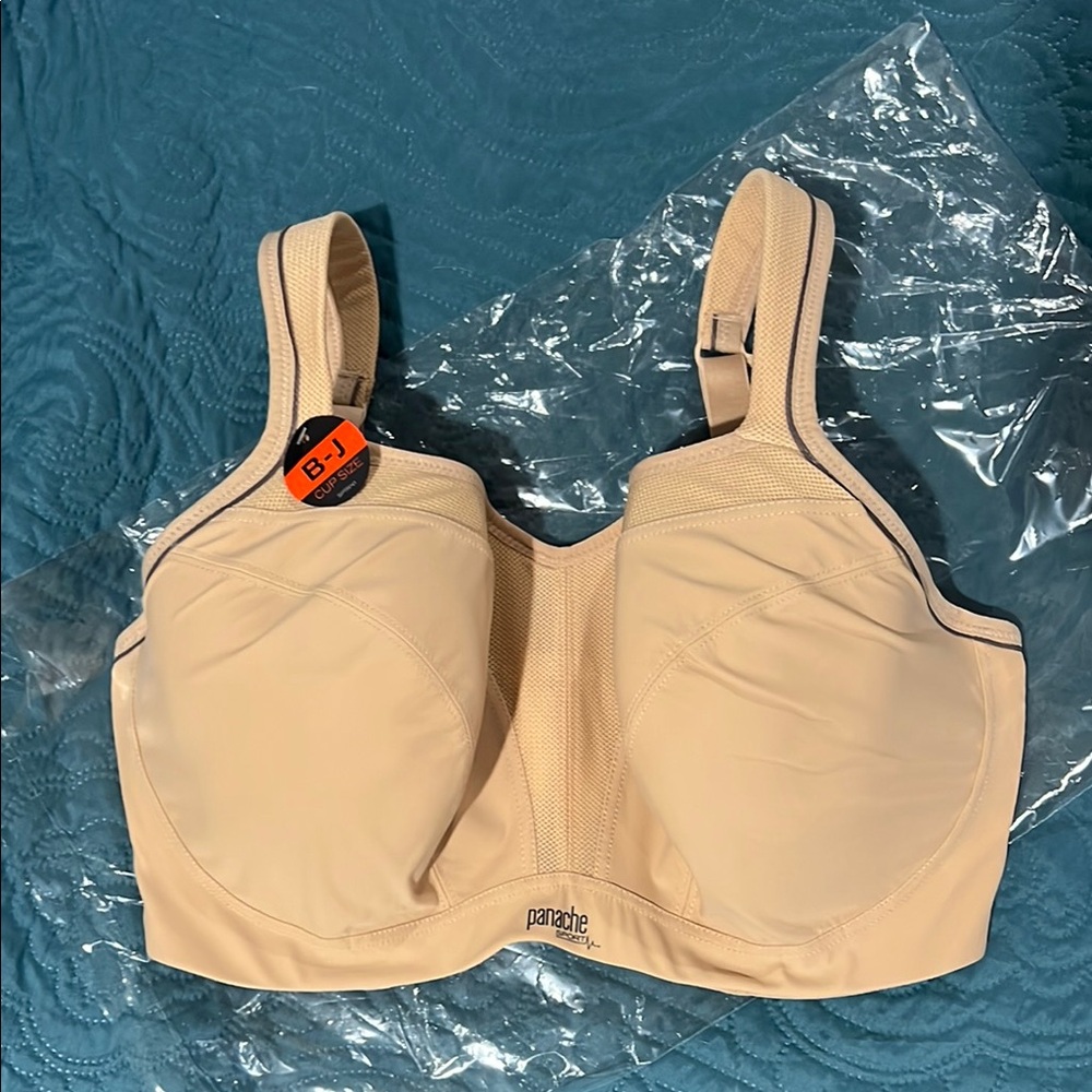 Panache Cream Sports Bra with Molded Cups and Padded Straps